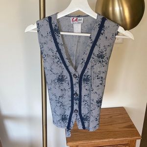 Vintage Made in 🇺🇸 LA Gal tie back vest blouse